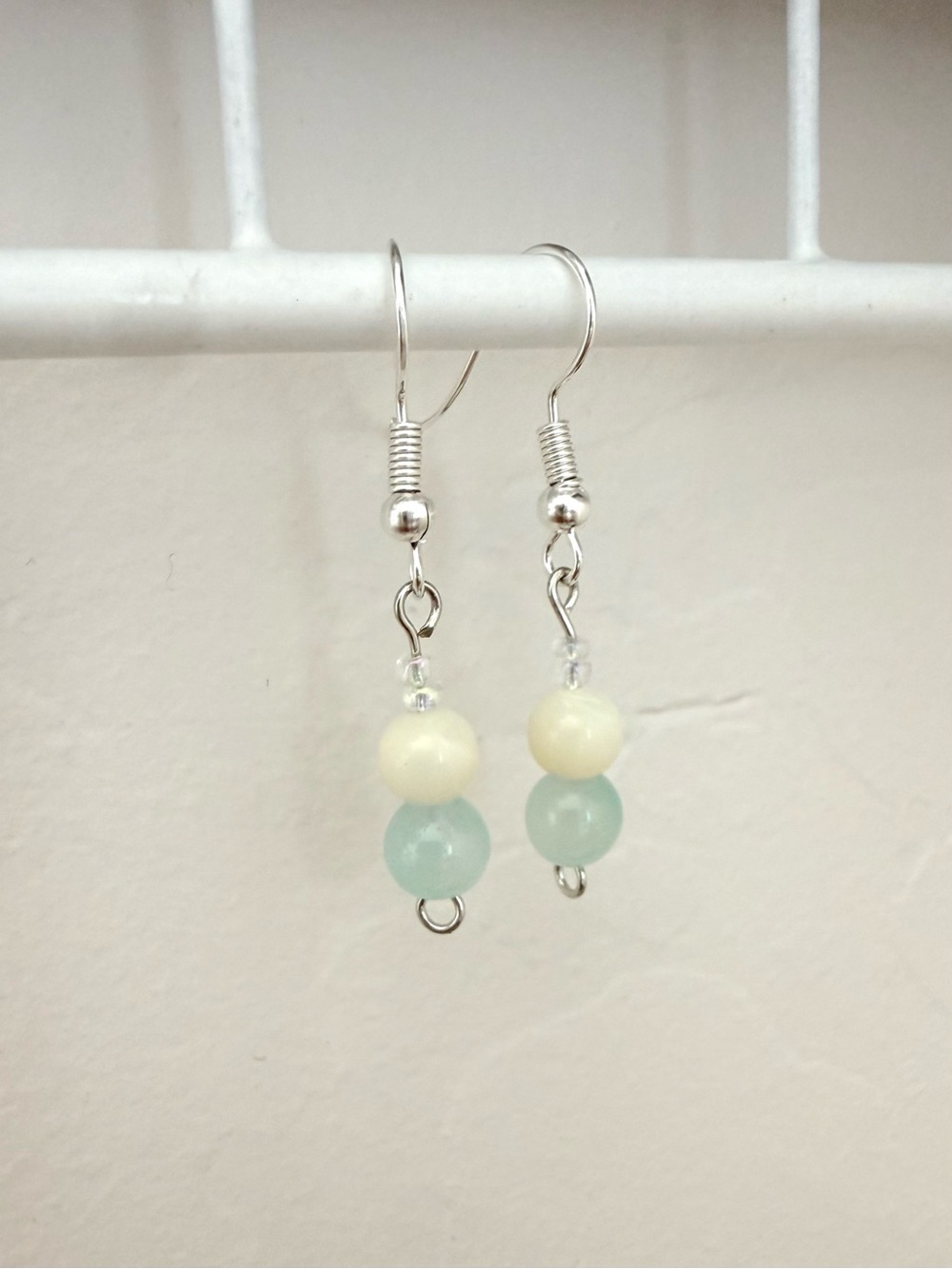 Handcrafted Dainty Elegant White Jade Drop Dangle Earrings